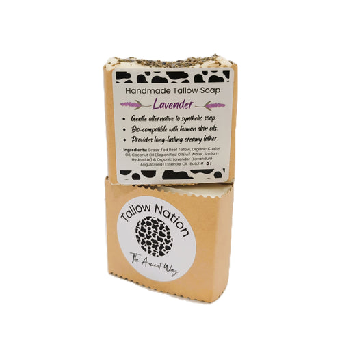 Handmade & Handcut Grass-Fed Beef Tallow Soap (~100-120g) – Lavender