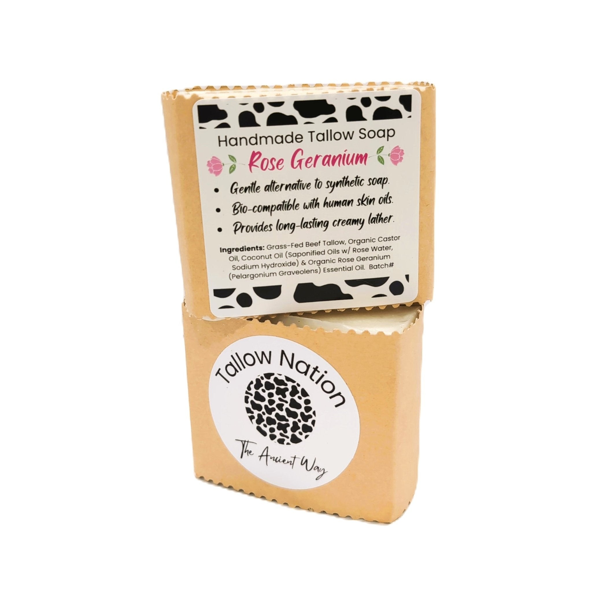 Grass-Fed Tallow Soap – Rose Geranium | Handmade Australian Bar Soap (~100-120g) - Tallow Nation
