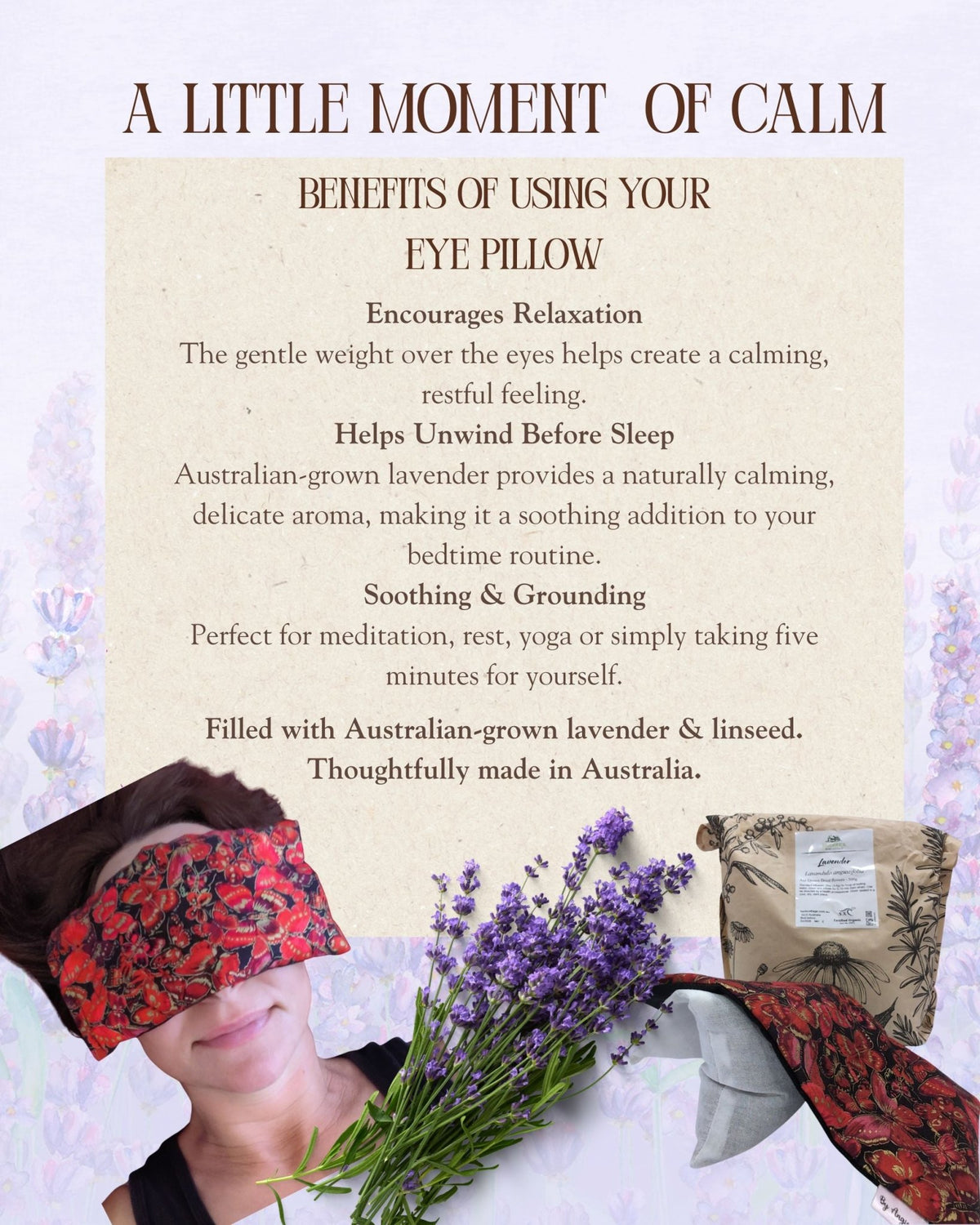 Lavender Eye Pillow Australia| Relaxation & Sleep - Tallow Nation