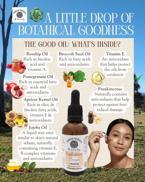 Radiance Drops Facial Oil Australia | For Dry & Mature Skin - Tallow Nation