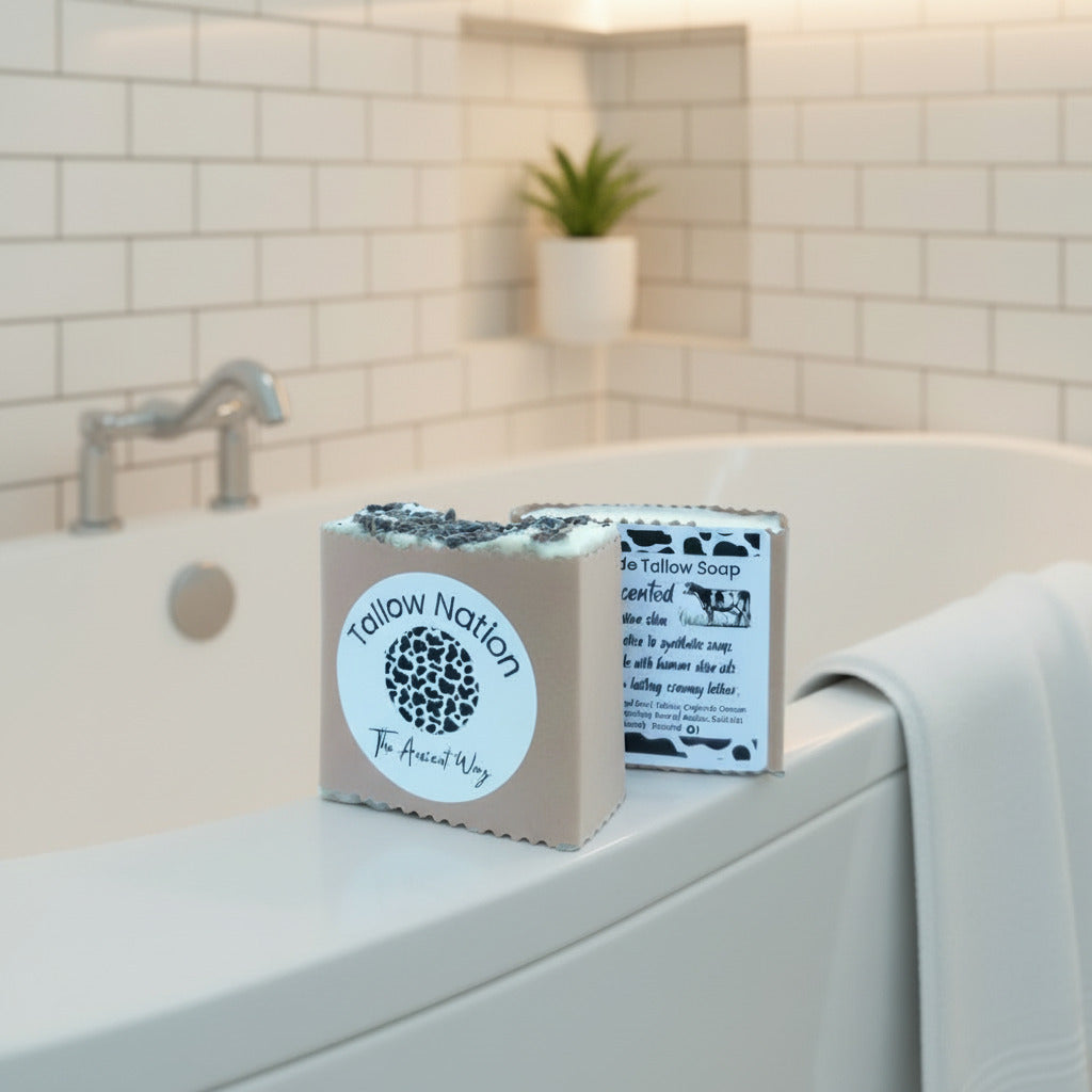 Handmade & Handcut Grass-Fed Beef Tallow Soap (~100-120g) – Lavender