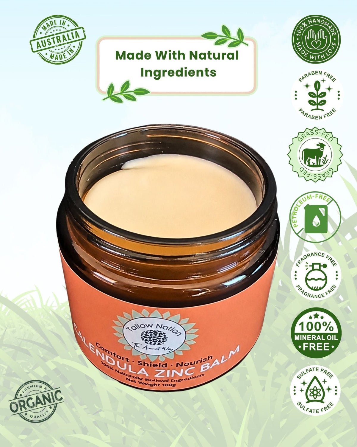 Tallow Balm Australia | Tallow Moisturiser | Calendula Zinc - Face Balm - Tallow Nation