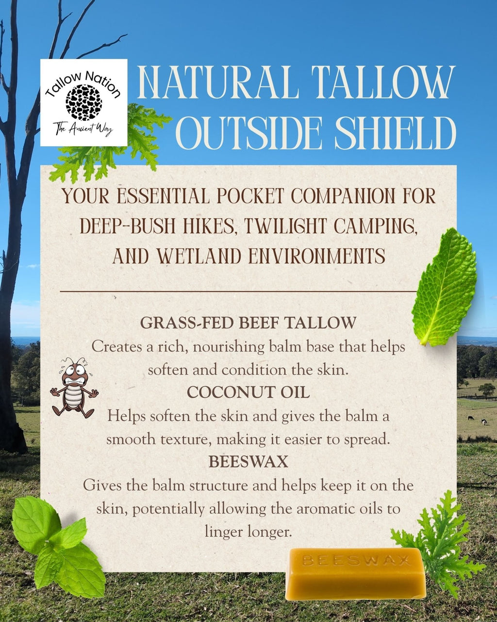 Tallow Botanical Guard 40g - Tallow Stick Balm - Tallow Nation