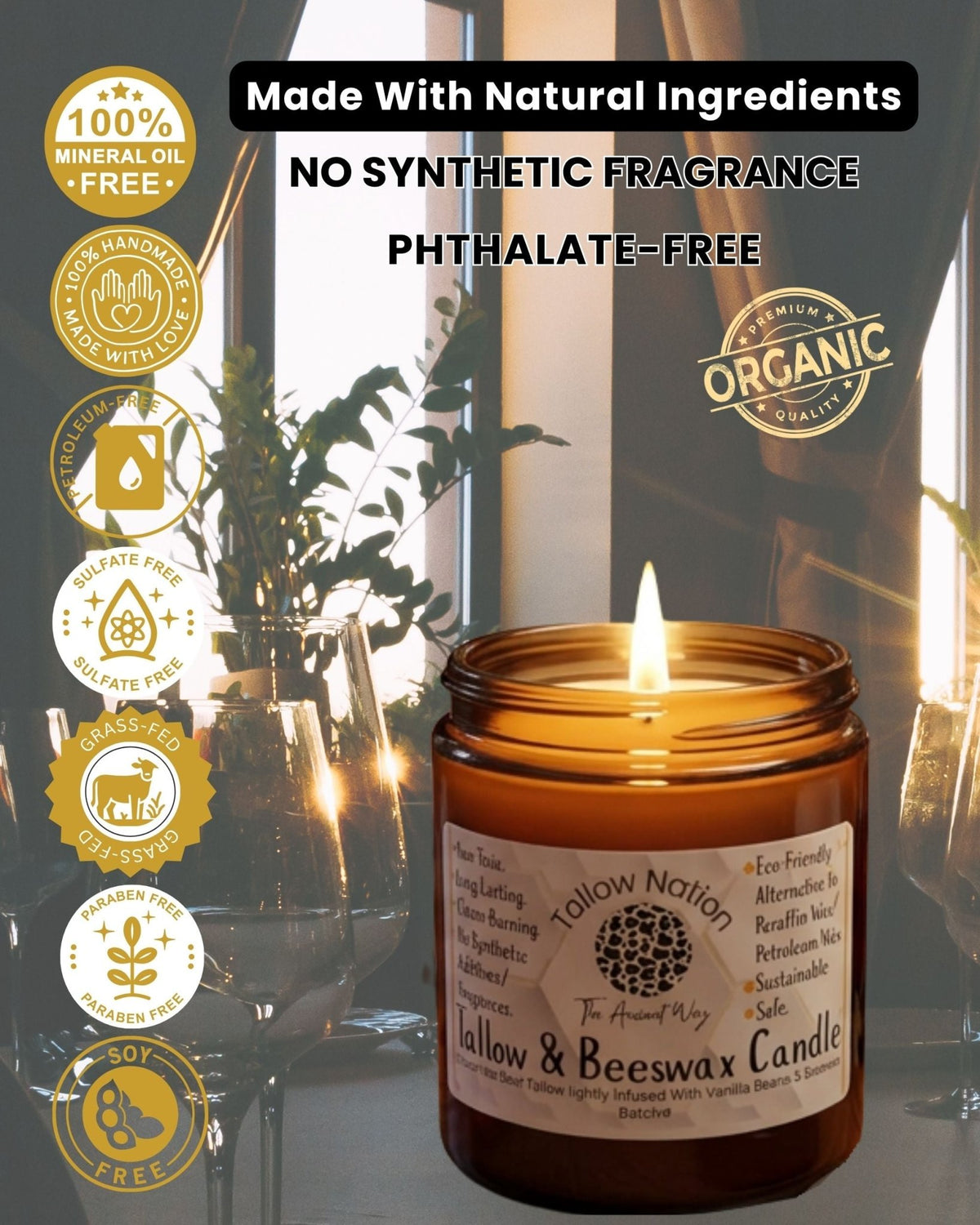 Tallow Candle Australia | Beef Tallow & Beeswax Candle - Tallow Nation