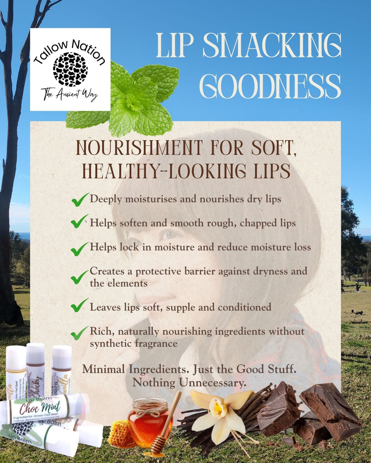 Tallow Lip Balm Australia | Petroleum-Free & Synthetic Fragrance-Free - Tallow Nation