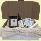 Deluxe Tallow Nation skincare gift set- 5-piece bundle with face/body vanilla balm, vanilla lip balm, lavender soap, Radiance drops and a face cloth