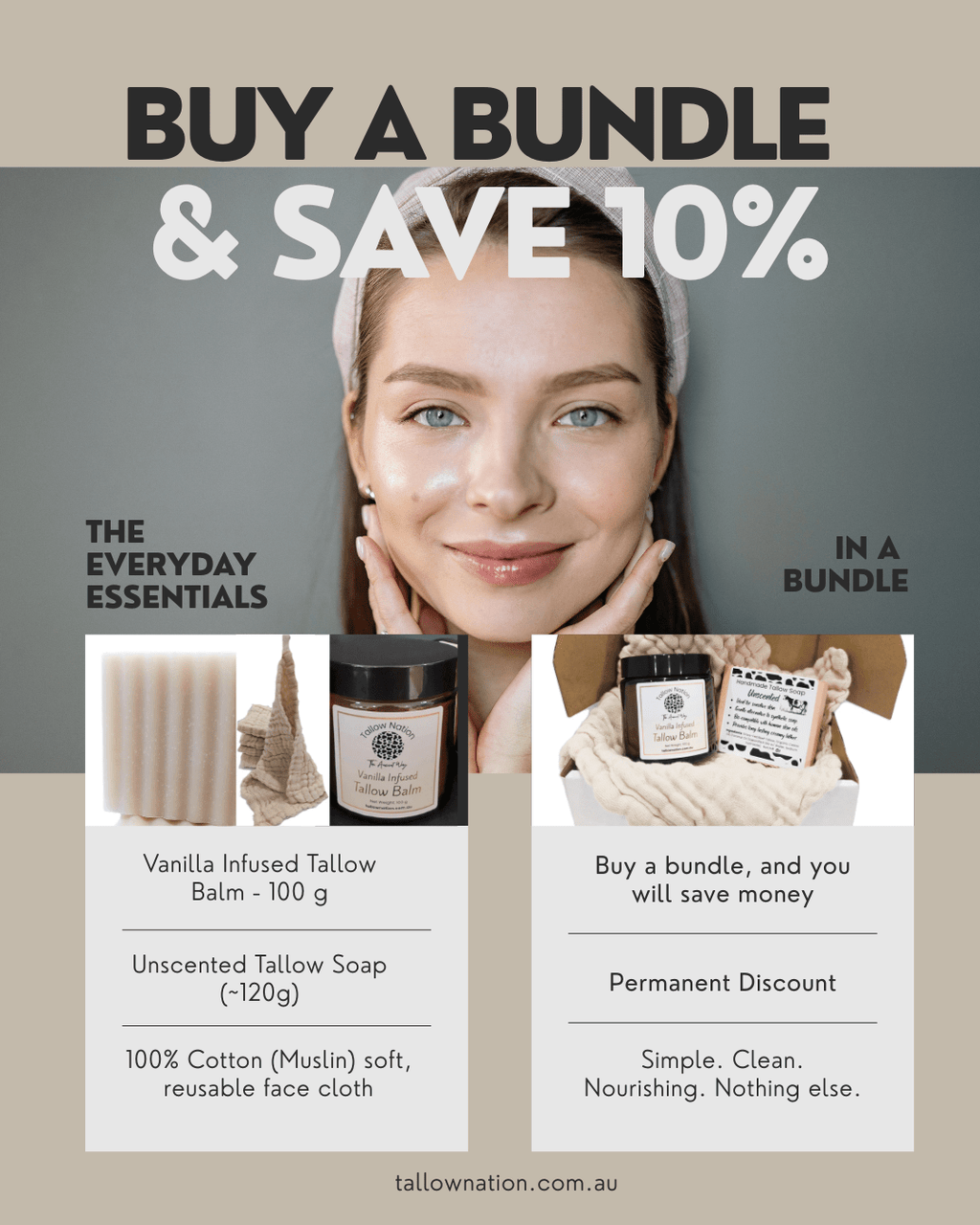 Buy a bundle and save 10% - Tallow Nation natural skincare bundle