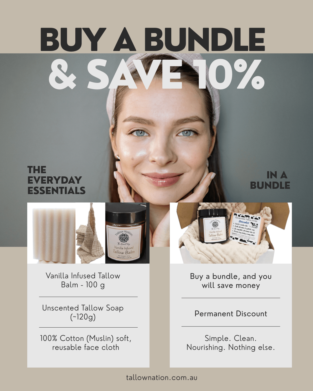 Buy a bundle and save 10% - Tallow Nation natural skincare bundle